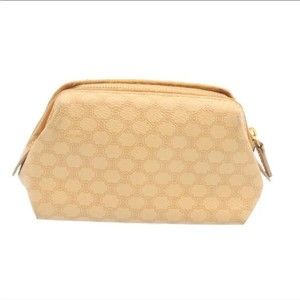 CELINE Macadam Canvas cosmetic Pouch Beige Authentic